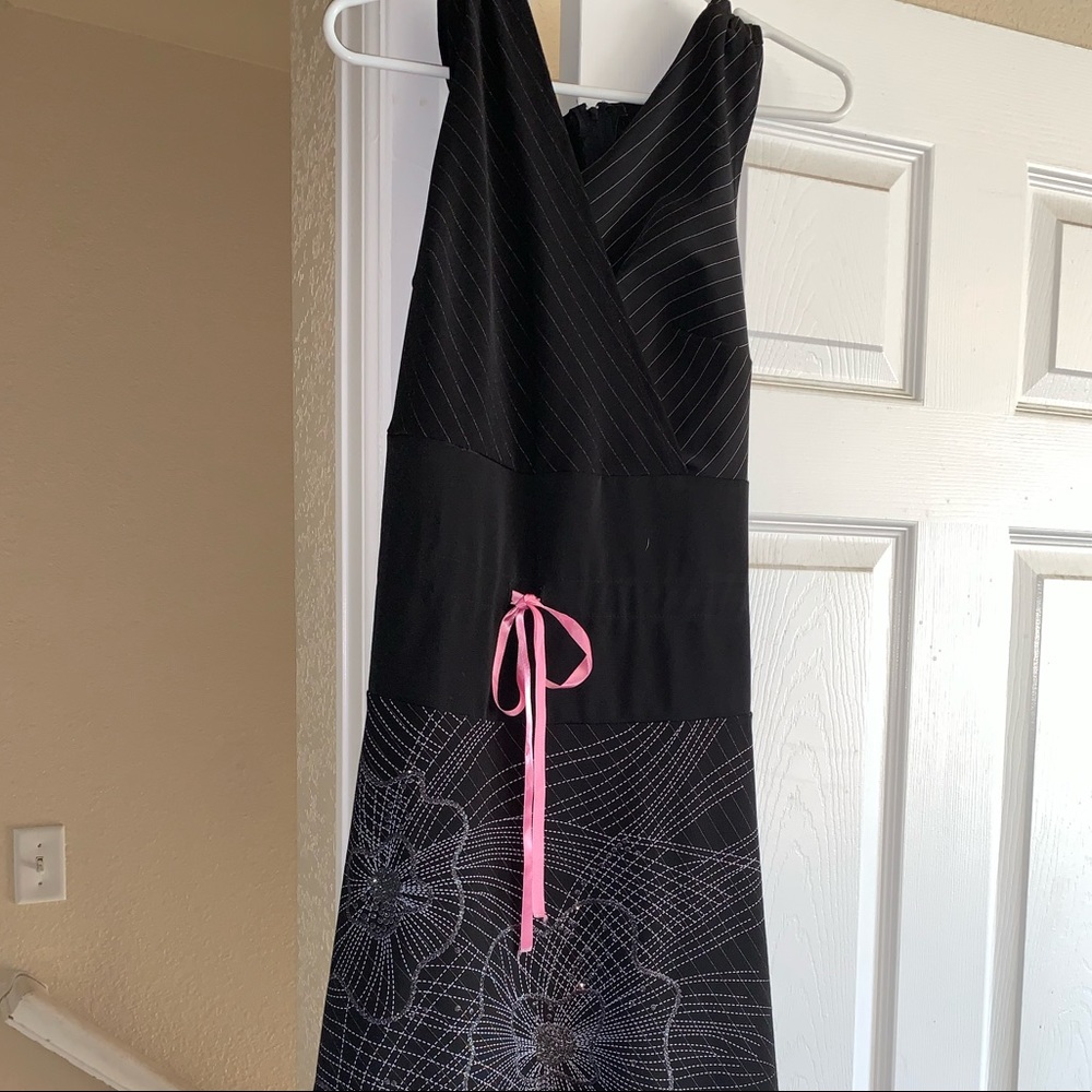 Vintage Torrid Black Pinstripe Dress Pink Tie 16